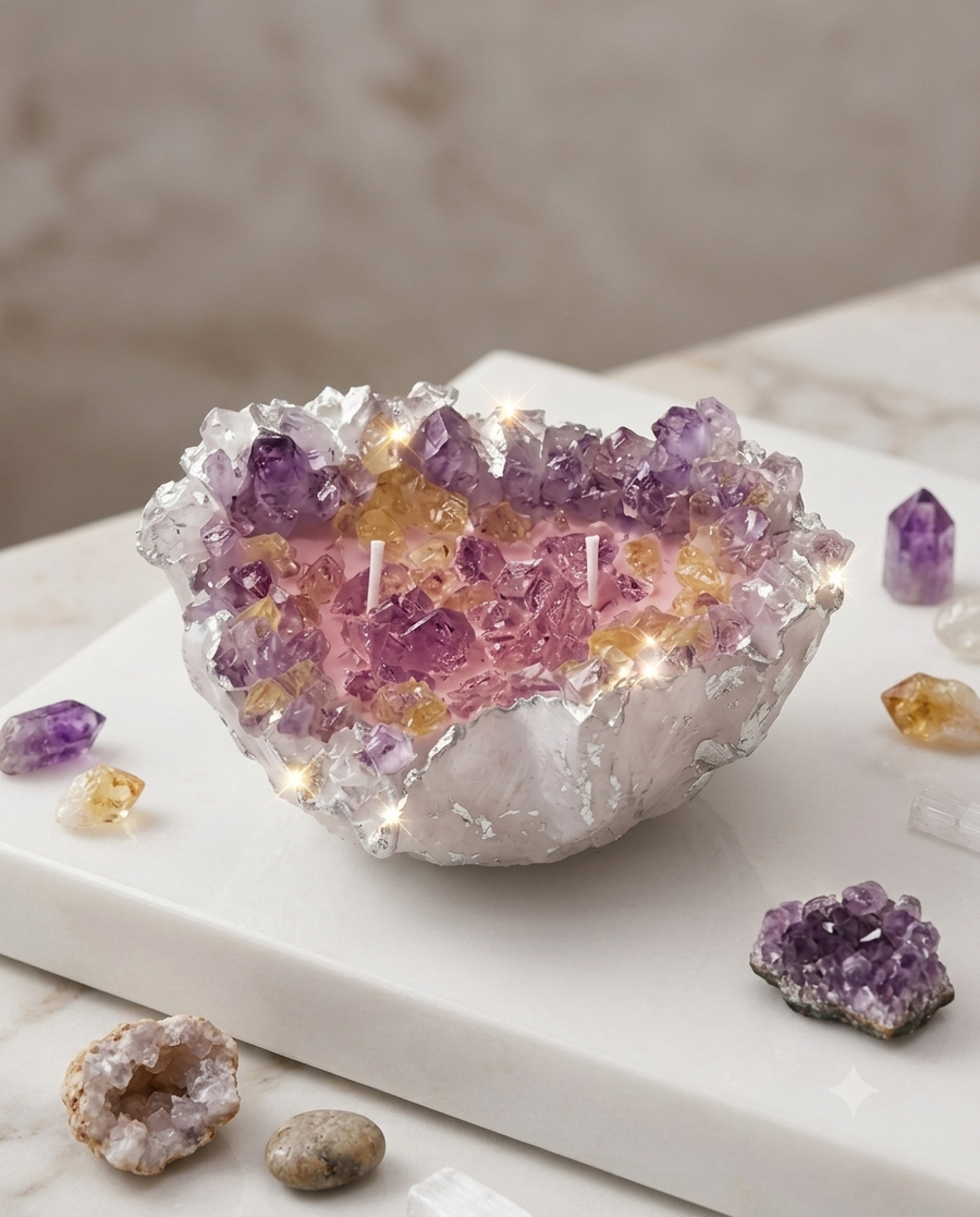 Ametrine Geode Candle