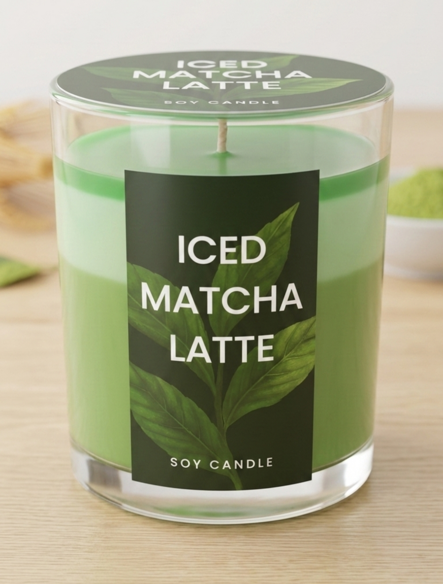 Iced Matcha Latte Premium Soy Candle – Layered Artisanal Café Collection
