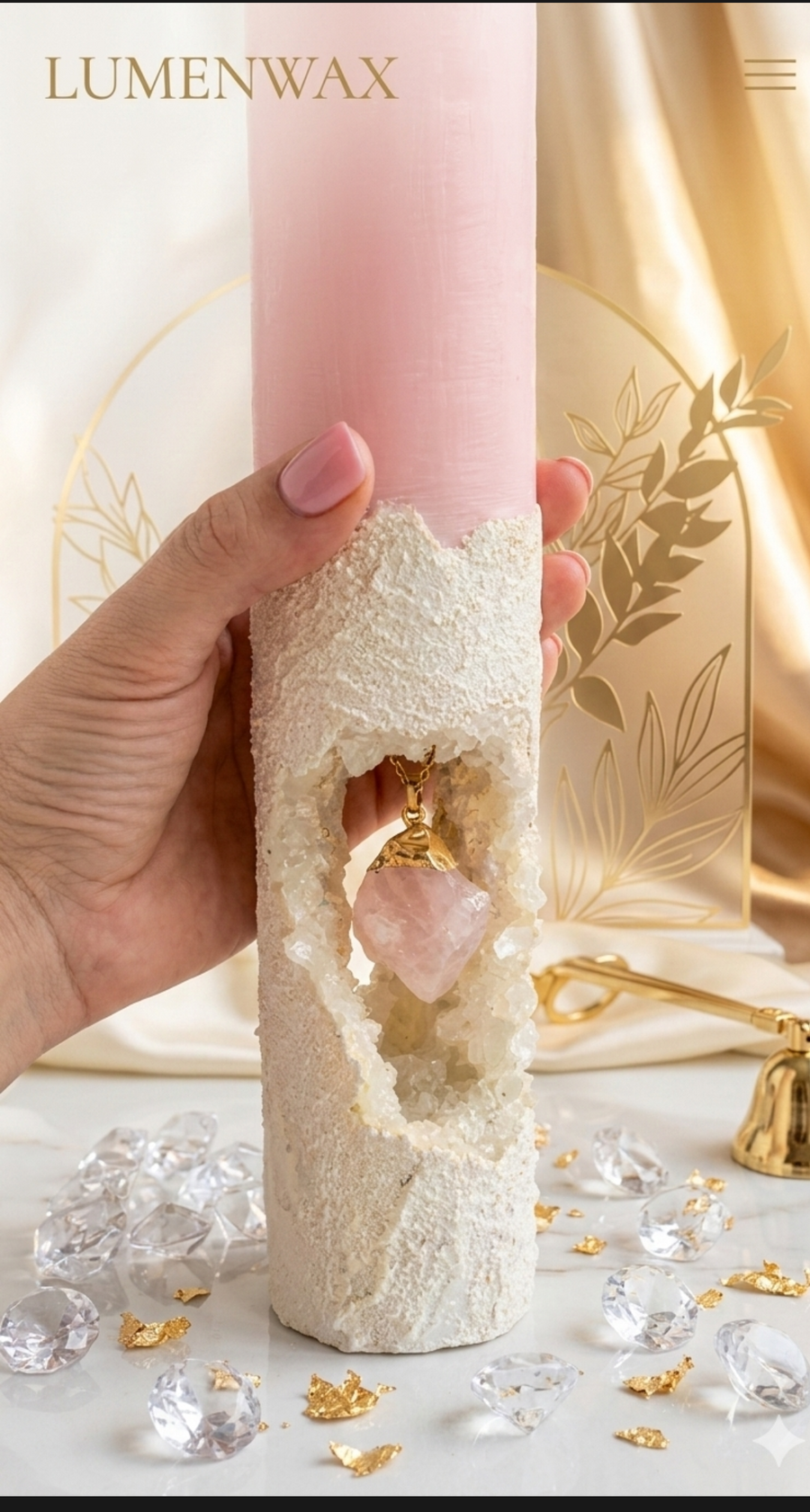 Rose Quartz Geode Candle
